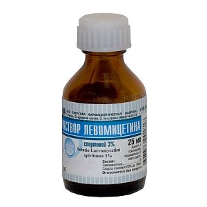 Левомицетин раствор для наружного применения спиртовой  3% флакон 25 мл