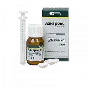 Азитрокс порошок для приготовления суспензиии для приема внутрь 200 мг/5мл 20 мл