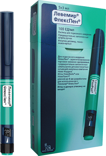 Левемир Флекспен раствор для подкожного введения 100 ЕД/мл шприц-ручка 3 мл 5 шт.