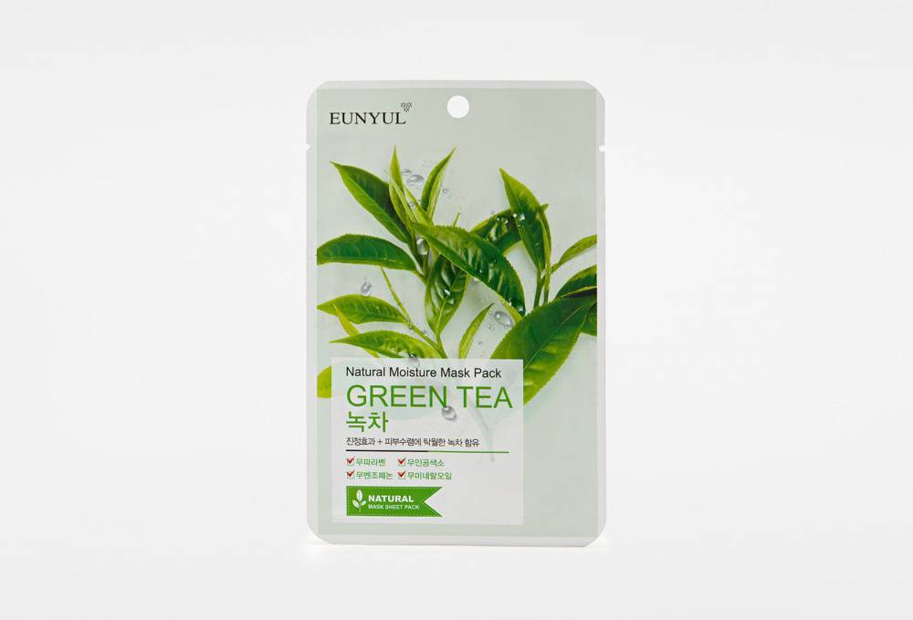 Eunyul [Ун-юл] Маска тканевая для лица с экстрактом зеленого чая 22 мл Natural Moisture Mask Pack Green Tea  - купить
