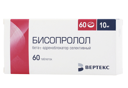 Купить Бисопролол таблетки покрытые пленочной оболочкой 10 мг 60 шт., Вертекс