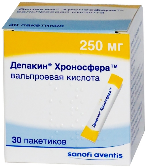 Депакин Хроносфера гранулы с пролонгированным высвобождением 250 мг пакетики 30 шт.