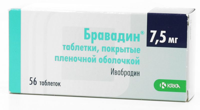 Купить Бравадин таблетки покрытые пленочной оболочкой 7, 5 мг 56 шт., KRKA [КРКА]