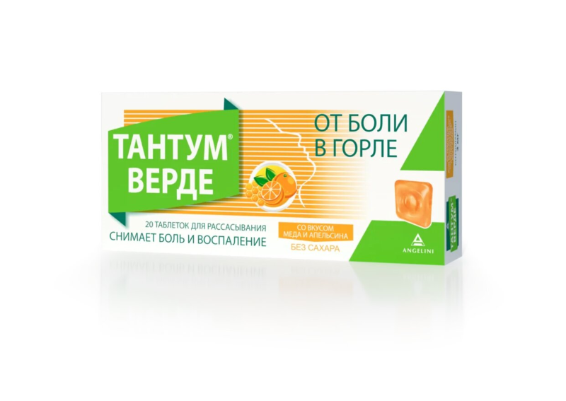 

Тантум Верде таблетки для рассасывания со вкусом апельсина и меда 3 мг 20 шт.