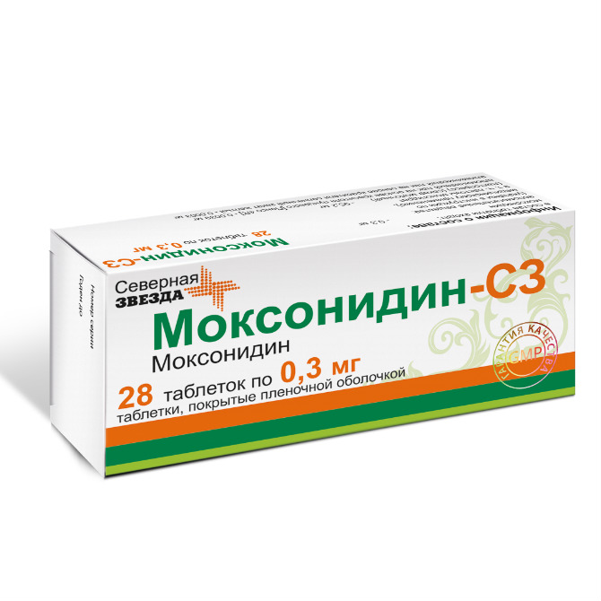 Купить Моксонидин-СЗ таблетки покрытые пленочной оболочкой 0, 3 мг 28 шт., Северная Звезда ЗАО