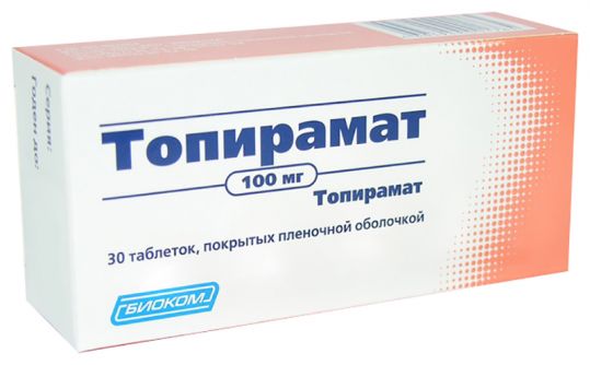 Купить Топирамат таблетки покрытые пленочной оболочкой 100 мг 30 шт., Биоком ЗАО