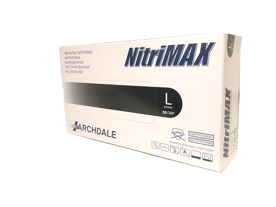 Перчатки nutrimax нитриловые нестерильные неопудренные смотровые р. l 100 шт. (50 пар) черные