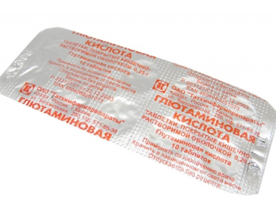 Глютаминовая кислота таблетки покрытые кишечнорастворимой оболочкой 10 шт.