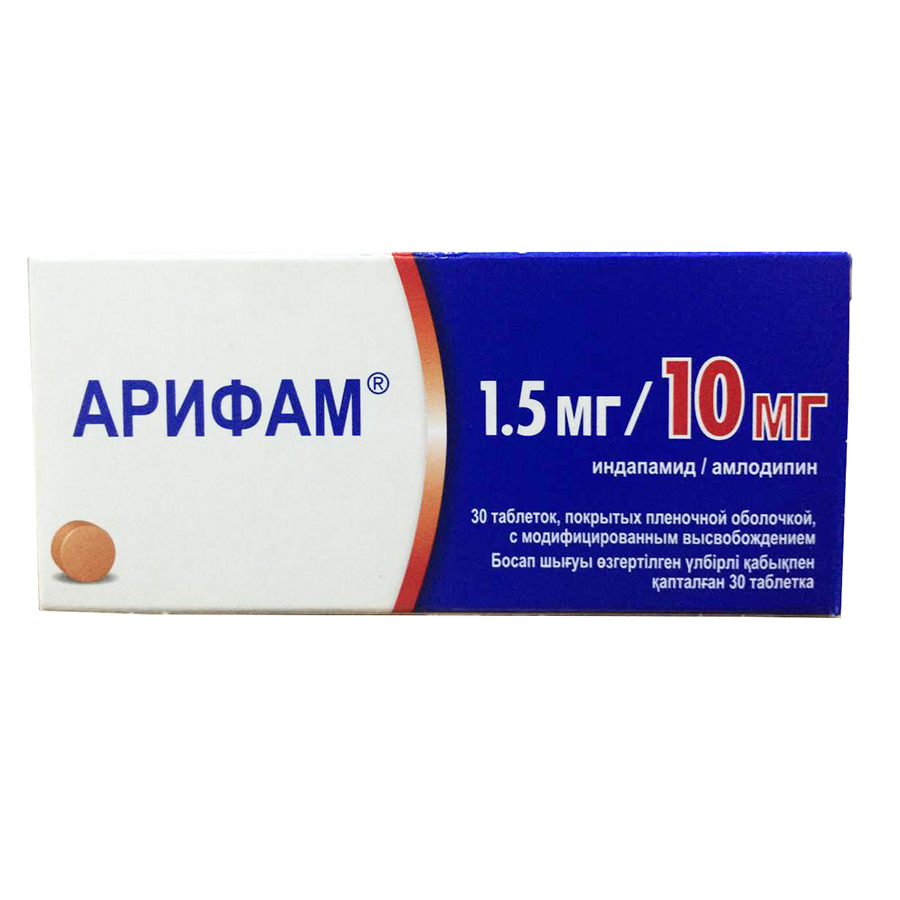 Арифам таблетки с модифицированным высвобождением покрытые пленочной оболочкой 10 мг+1,5 мг 30 шт.