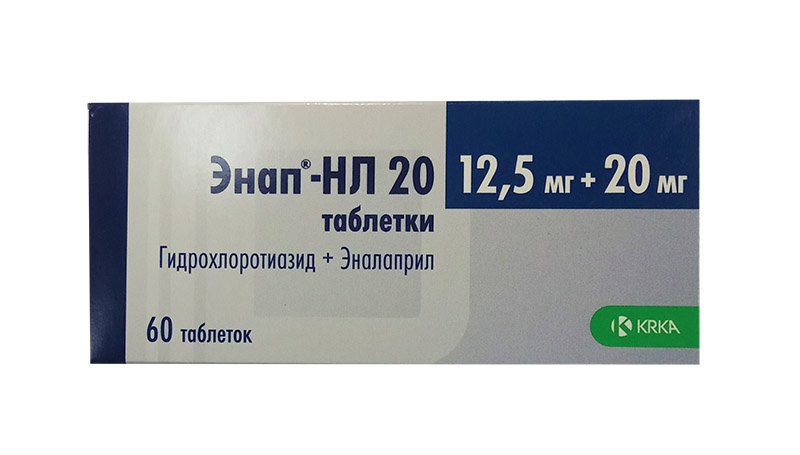 Энап-НЛ таблетки 12,5 мг+20 мг 60 шт.