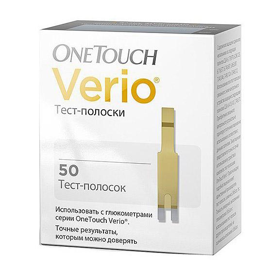 One Touch Verio тест-полоски для экспресс-диагностики глюкозы в крови 50 шт.