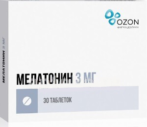 Мелатонин таблетки покрытые пленочной оболочкой 3 мг 30 шт. Озон