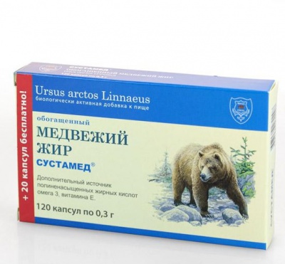 Сустамед медвежий жир 0,3г n120капс.обогащен ао реалкапс 0,3 г n 120 капсулы
