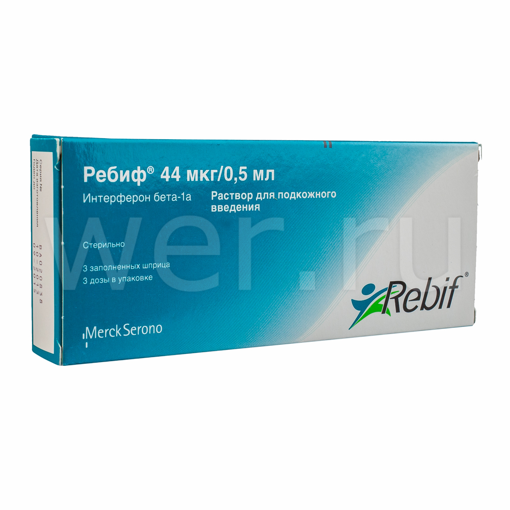 Ребиф раствор для подкожного введения 44 мкг/0,5 мл 12 млн.ЕД шприц 3 шт.