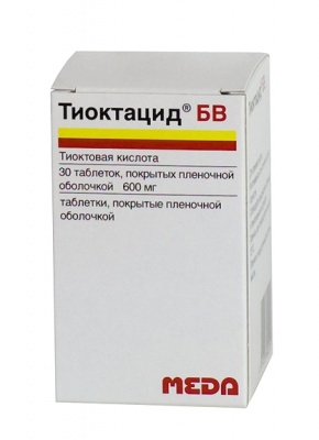 Тиоктацид БВ таблетки покрытые пленочной оболочкой 600 мг 30 шт.
