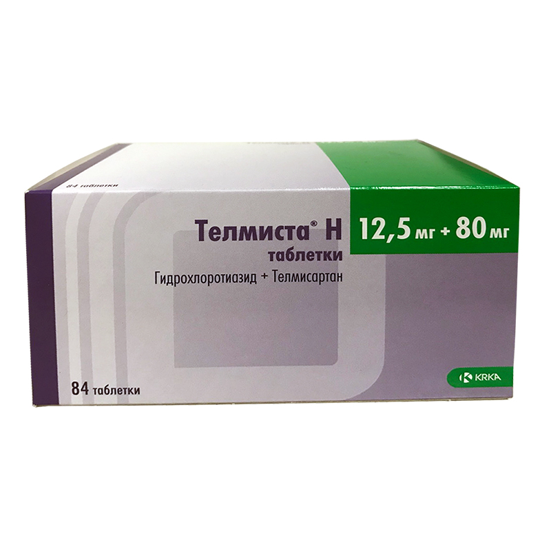 Телмиста Н таблетки покрытые пленочной оболочкой 80 мг+12,5 мг 84 шт.