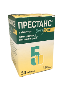 Престанс таблетки 5 мг+10 мг (Амлодипин+Периндоприл) 30 шт.