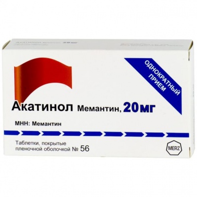 Акатинол Мемантин таблетки таблетки покрытые пленочной оболочкой 20 мг 56 шт.
