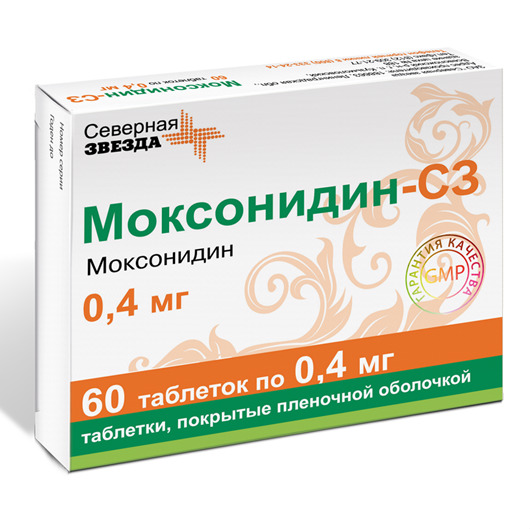 Купить Моксонидин-СЗ таблетки покрытые пленочной оболочкой 0, 4 мг 60 шт., Северная Звезда ЗАО