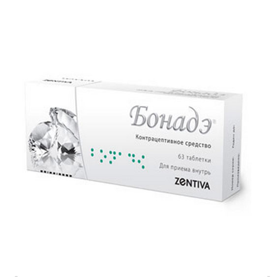 Купить Бонадэ таблетки покрытые пленочной оболочкой 2 мг+0, 03 мг 63 шт., Zentiva [Зентива]