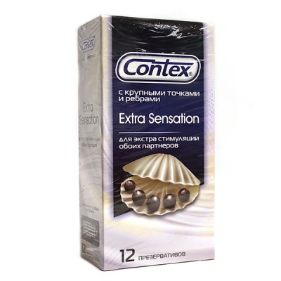 Купить Contex [Контекс] Презервативы Extra Sensation c крупными точками и ребрами 12 шт., LRS Prodacts [ЛРС Продактс], латекс
