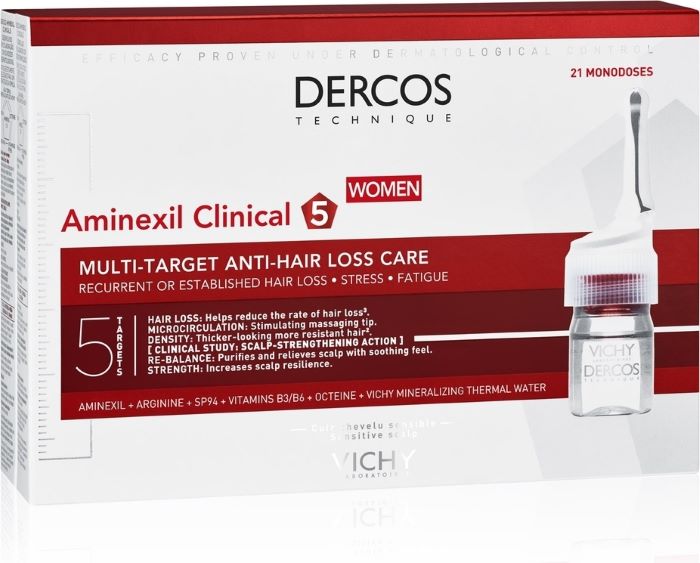 vichy dercos aminexil средство против выпадения волос для женщин ампулы 21 шт.