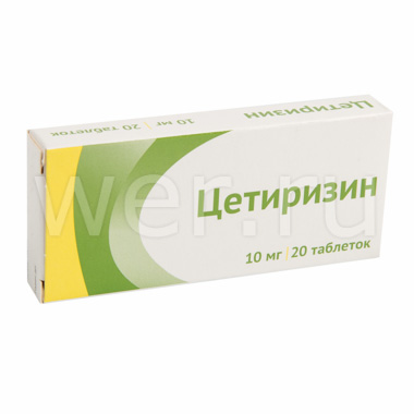 Купить Цетиризин таблетки покрытые пленочной оболочкой 10 мг 20 шт., Озон ООО