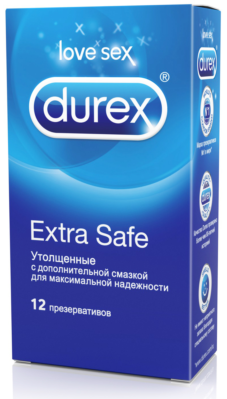 Купить Durex Презервативы Extra Safe утолщенные 12 шт., Reckitt Benckiser [Рекитт Бенкизер], латекс