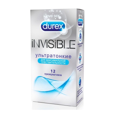Купить Durex [Дюрекс] Презервативы Invisible ультратонкие 12 шт., Reckitt Benckiser [Рекитт Бенкизер], латекс