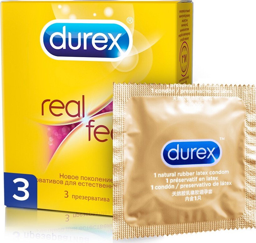 Купить Durex Презервативы RealFeel 3 шт., Reckitt Benckiser [Рекитт Бенкизер], латекс