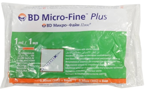 Шприц Micro-Fine+ инсулиновый U-100 1 мл 10 шт. игла 30G 8,0 мм