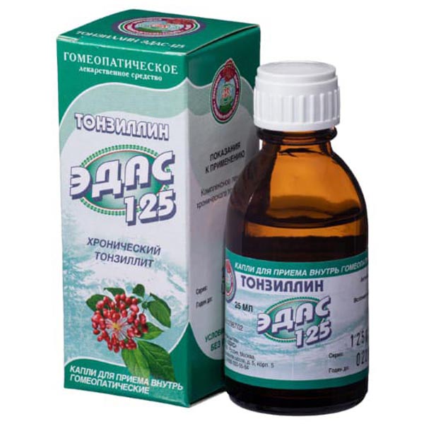 Тонзиллин Эдас-125 капли для приема внутрь гомеопатические 25 мл