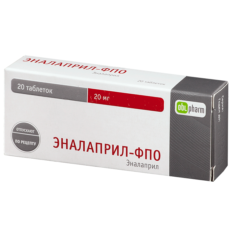 Купить Эналаприл-ФПО таблетки 20 мг 20 шт., Оболенское ФП