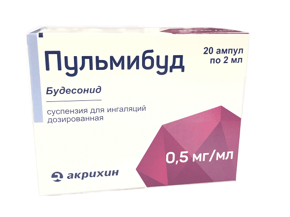суспензия для ингаляций дозированная 0,5 мг/мл 2 мл ампулы 20 шт.