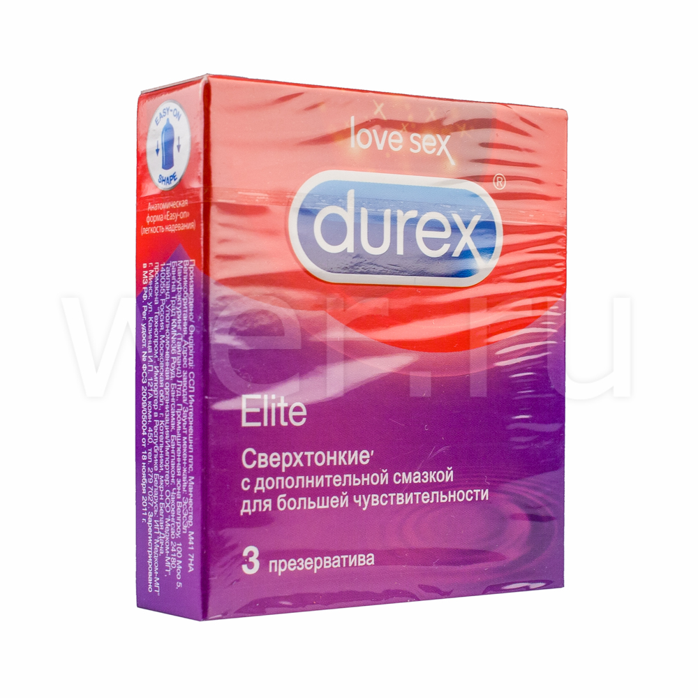 Купить Durex Презервативы Elite 3 шт., Reckitt Benckiser [Рекитт Бенкизер], латекс
