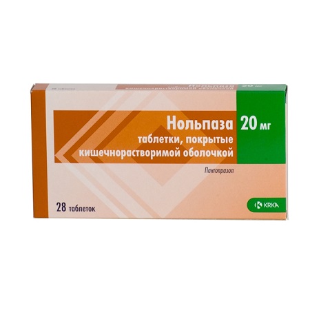 Нольпаза таблетки покрытые кишечнорастворимой оболочкой 20 мг 28 шт.