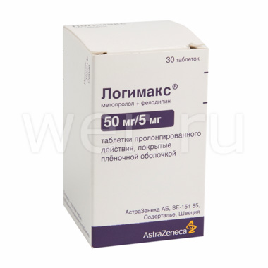 Купить Логимакс таблетки пролонгированного действия покрытые оболочкой 5 мг+50 мг 30 шт., AstraZeneca AB [АстраЗенека]