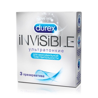 Купить Durex Презервативы Invisible ультратонкие 3 шт., Reckitt Benckiser [Рекитт Бенкизер], латекс