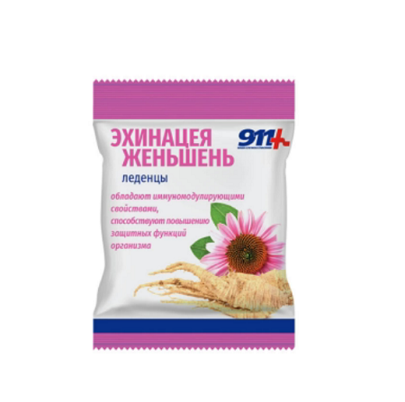911 Леденцы эхинацея женьшень витамин С 50 гр 911 Леденцы эхинацея