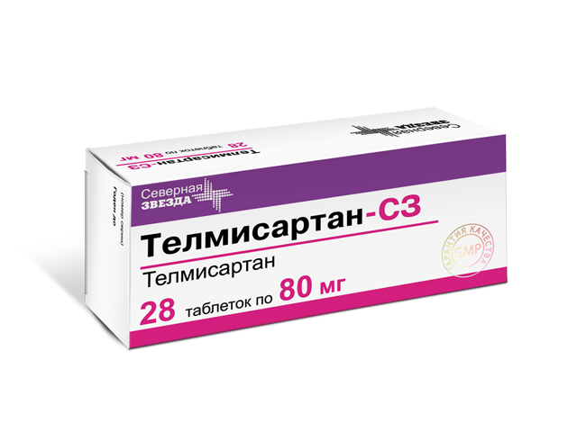 Купить Телмисартан-СЗ таблетки 80 мг 28 шт., Северная Звезда ЗАО