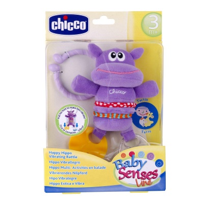 Chicco Игрушка-погремушка мягкая Счастливый бегемотик 3м+