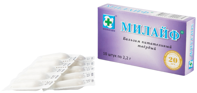 Милайф бальзам питательный твердый 2,2 г в форме суппозиторий вагинальных и ректальных 10 шт.