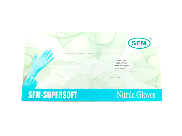 Перчатки sfm нитриловые н/стерил. н/опудр. смотровые р.xl №200 (100 пар) голубые