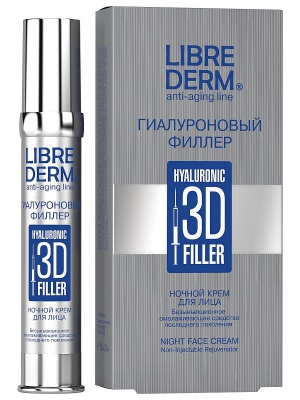 Librederm Крем ночной для лица Гиалуроновый 3D филлер 30 мл