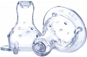 Nuby Соска силиконовая для бутылочек с широким горлом, регулируемый поток 2 шт.