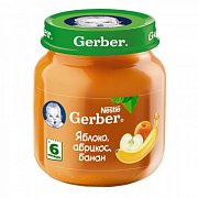 Gerber Пюре Яблоко, абрикос и банан с 6 мес. 130 г