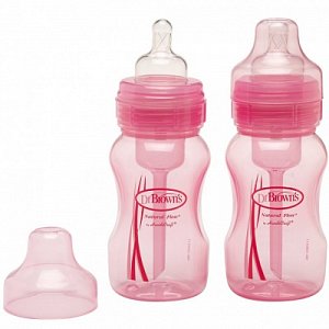 Dr Brown`s Набор бутылочек с широким горлом в розовом цвете 240 мл 2 шт.