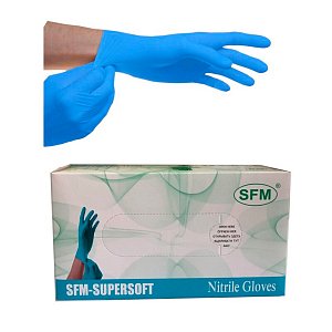 Перчатки SFM-Supersoft нитриловые нестерильные неопудренные смотровые р.M 200 шт. (100 пар) голубые