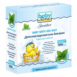 Babyline Морская соль для ванны детская с крапивой фильтр-пакеты 250 г 4 шт.