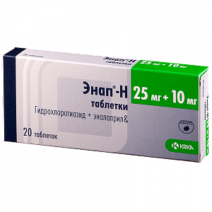 Энап-Н таблетки 25 мг+10 мг 20 шт.